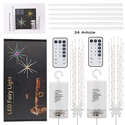 Starburst LED String Lights with Remote - Yellow 2-Pack, 8 Modes, Waterproof