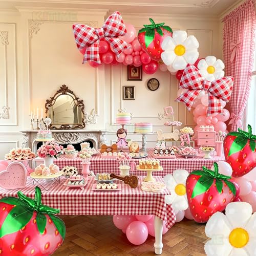10-Piece Strawberry and Daisy Balloon Set for Birthday Party Decorations