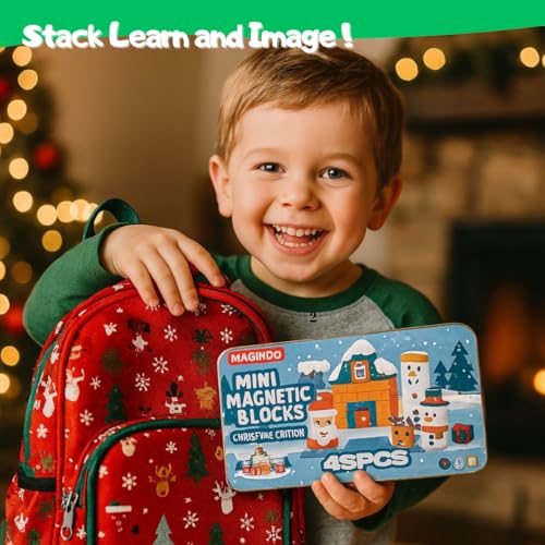 Christmas Mini Magnetic Building Blocks Travel Set - Educational Toys for Kids 3-8