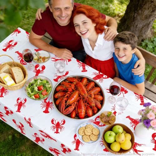 4 Pack Crawfish Tablecloths - Red Lobster Party Covers 87x51in