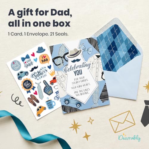 Glittery 5x7 Father's Day Card with Tie Cutout & Stickers