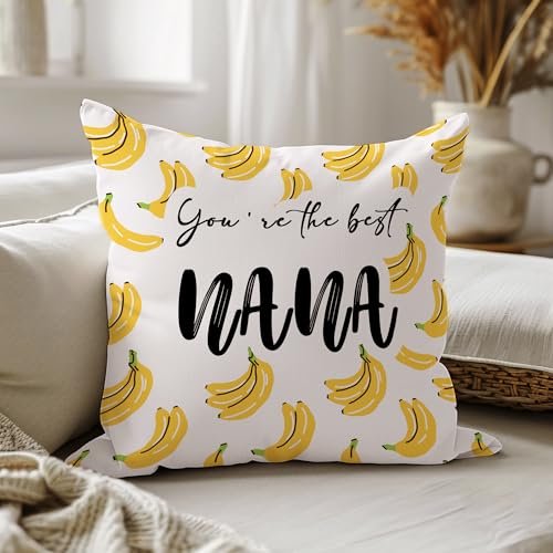Nana Banana Throw Pillow Cover 18x18 - Funny Grandmother Gift for Home Decor