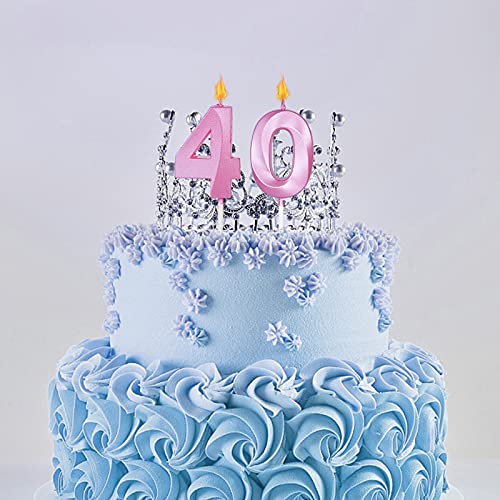 Pink 55th Birthday Cake Candles - Glitter Number Topper Set