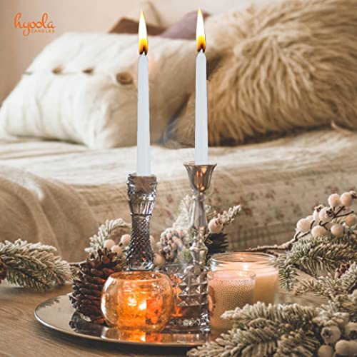 20 Inch Unscented Dripless Taper Candles - 8 Pack, White, 18 Hour Burn