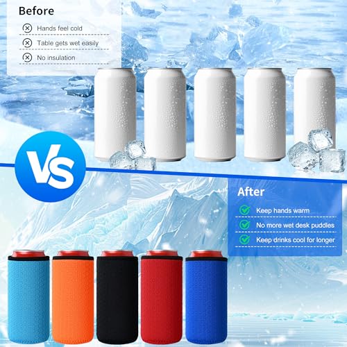 16oz Insulated Neoprene Can Cooler Sleeve - 5 Pack