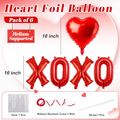 Lxzyu XOXO Red Heart Balloon Set - Valentine's Day Foil Balloons
