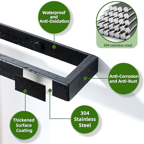Alise 8-Inch Matte Black Hand Towel Bar, SUS304 Stainless Steel Wall Mount