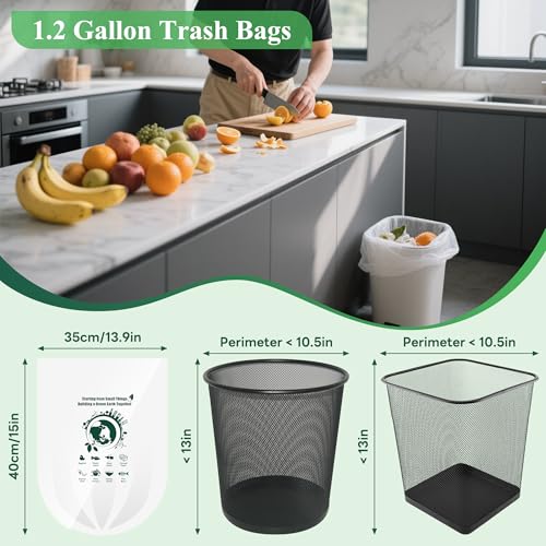 Kebuye 1.2 Gallon Biodegradable Small Trash Bags - 120 Count Pack