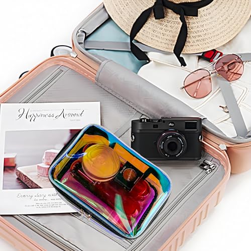 TotePrint Holographic Pink Makeup Bag Clear Travel Toiletry Pouch