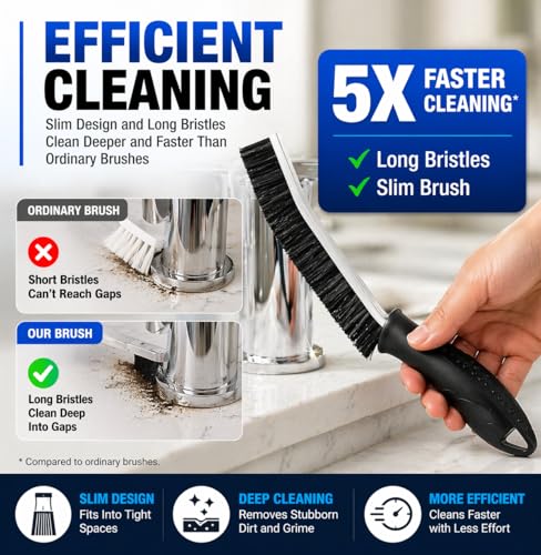 Cadley Heavy Duty Grout Cleaning Brush Set of 6 - Narrow Head Scrubbing Tools for Bathroom & Kitchen Gaps