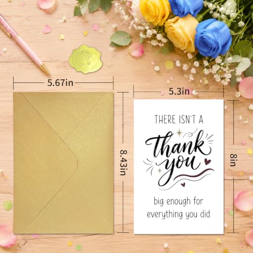 Thank You Card with Envelope & Stickers - 5.3x8 Inch Appreciation Card