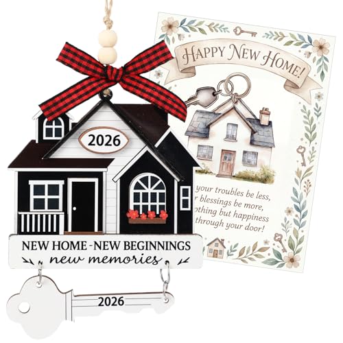 2026 New Home Ornament with Greeting Card - Handcrafted Wooden Keepsake