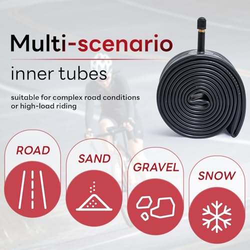 700x35C/36C/38C/40C/42C/43C AV32mm Bike Tube, 700C Replacement Bicycle Inner Tube (Single) Reliable 700 x 35C-43C Bike Inner Tube Schrader Valve for City/Road/Gravel Cycling Scenarios