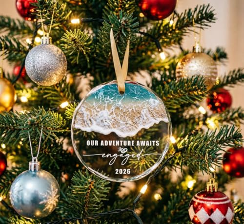 2026 Engagement Glass Ornament - Our Adventure Awaits
