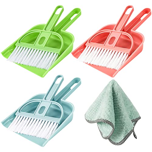 Lamoutor Mini Hand Broom and Dustpan Set, 3 Pack Small Cleaning Tool