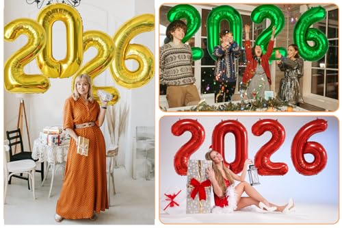 32-Inch Red 2026 Foil Number Balloons – Perfect for Celebrations