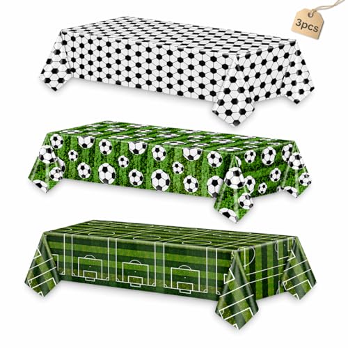 Chris.W Multi Color Soccer Table Cloths - 3 Pack Party Decorations