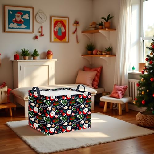 Collapsible Christmas Storage Basket Waterproof Rectangular Bin Blue