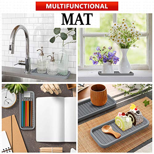 Gray Silicone Kitchen Sink Caddy & Sponge Holder - 2 Pack, Bathroom & Kitchen Organizer
