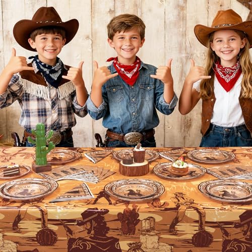 WERNNSAI Western Cowboy Tablecloth - 54x108 Inch Party Decor