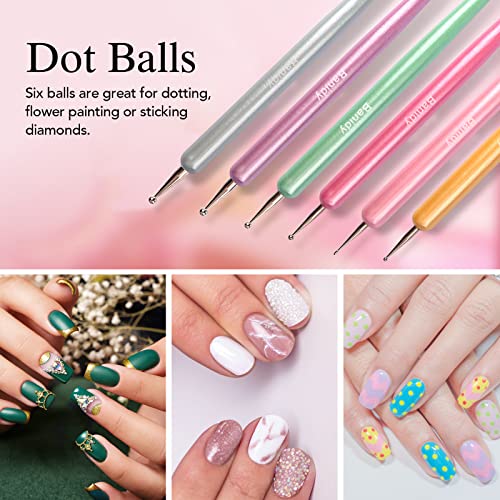 Banidy Dual-Head Nail Art Brushes and Dotting Pen Set for Gel Manicure