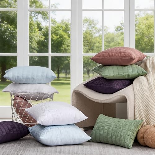 JELLYMONI Seersucker Pillowcases - Baby Blue, 12" x 20" (Pack of 2)