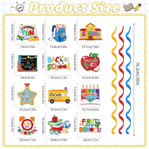 First Day of School Decorations Set | 17pcs Glitter Banner & Swirls