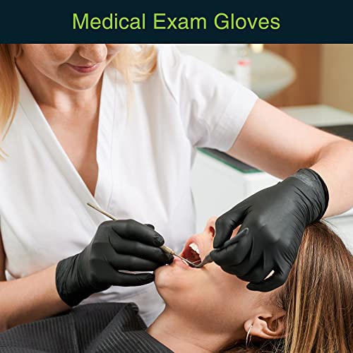 FifthPulse Medium Black Nitrile Gloves - 50 Count, Latex Free