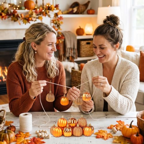12 Pcs Mini Pumpkin Hanging Ornaments, 2.36" Fall Autumn Tree Decorations