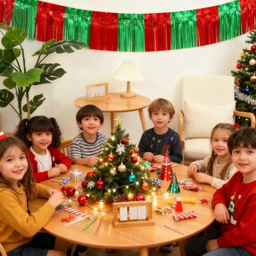 Green and Red Foil Fringe Garland 6Pcs 10 Feet Party Decor for Christmas Wedding Parade