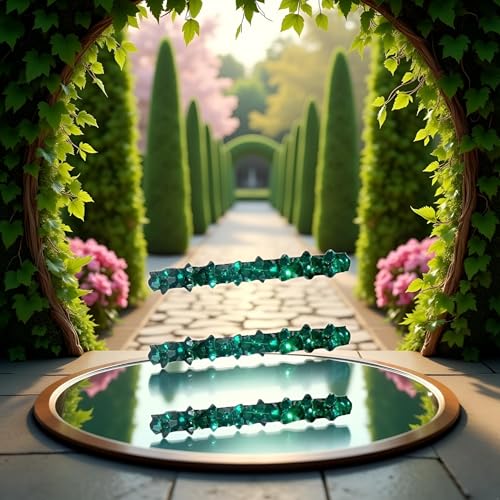 Green Rhinestone Hair Barrette Clips 3-Pack Alligator Hair Pins