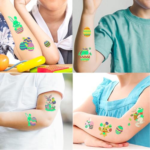 Felico Glow in the Dark Easter Temporary Tattoos, 80 Pcs Party Favors