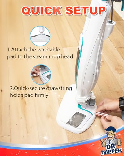 DR DAPPER 4-Pack Reusable Microfiber Mop Pads for Steam Mops