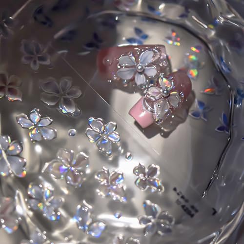 Sutaozhi 5D Embossed Floral Nail Stickers Holographic Self-Adhesive Flower Decals