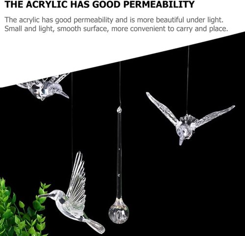 Abaodam Hummingbird Ornament - Clear Acrylic Flying Birds Decoration for Home & Garden