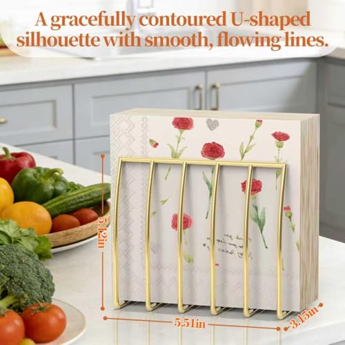 Gold Reversible Napkin Holder - 1 Pack, 2-in-1 Design