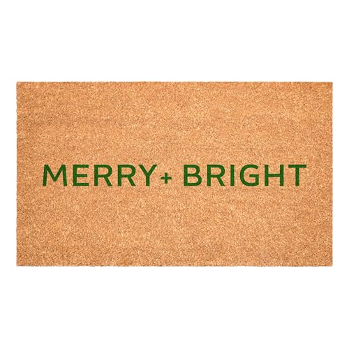Green Ultra Modern Merry & Bright Doormat - 24 x 36 Holiday Welcome Mat with Christmas Design - Rectangular 2' x 3'