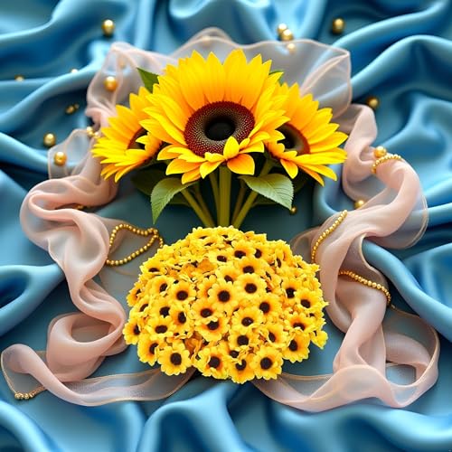 100 Pcs Yellow Artificial Sunflower Heads for Crafts & Decor