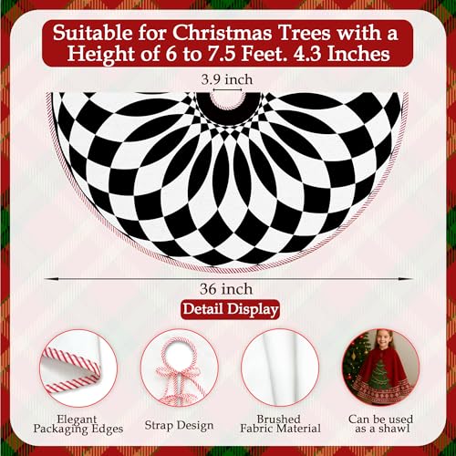 Black and White Christmas Tree Skirt 36 Inch - Modern Holiday Decor - Abstract Xmas Home Accent - Variation of THIS listing