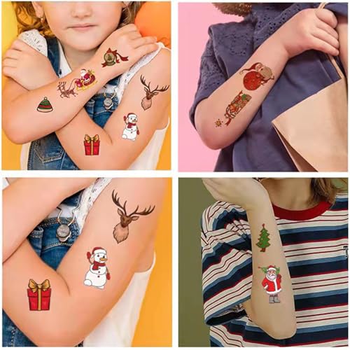 Christmas Temporary Tattoos, 30 Sheets Festive Holiday Stickers