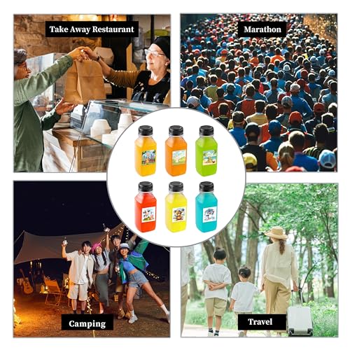 6-Pack 10oz Reusable Juice Bottles with Cute Animal Labels