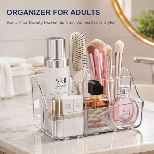 Clear Kids Toothbrush Holder - Wall-Mounted, No-Drill Bathroom Organizer