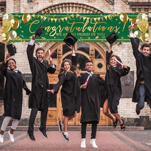 Green and Gold Graduation 2026 Banner | Congrats Grad Yard Sign