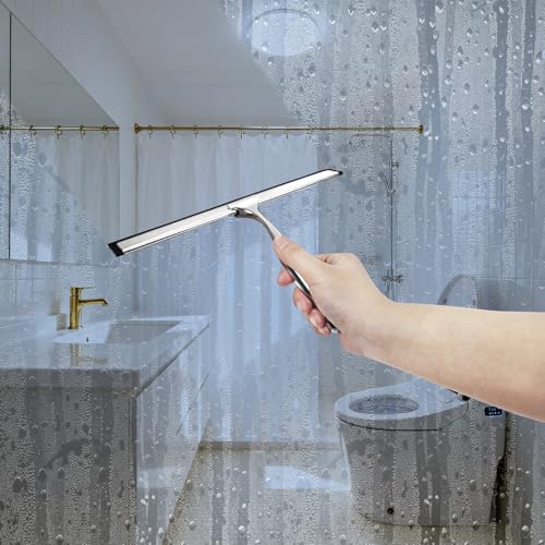 10-Inch Shower Squeegee - Stainless Steel & TPR Rubber for Streak-Free Cleaning