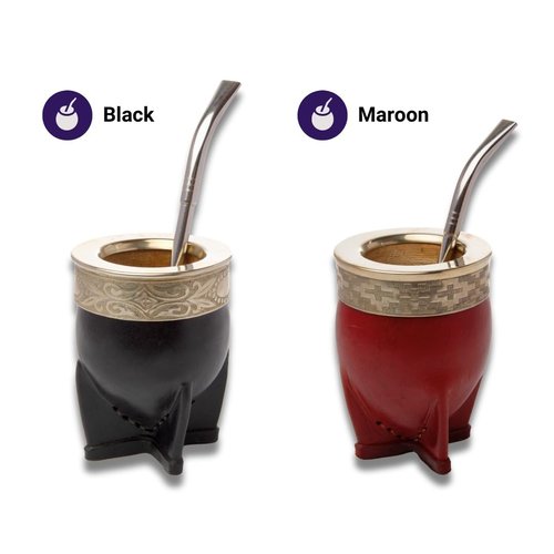 Tatengue Mate Imperial Gourd and Bombilla Set - Argentino Yerba Mate Kit, Uruguayo Calabaza Cup, Handmade Leather Gourds, Premium Alpaca Calabash Tea Cups