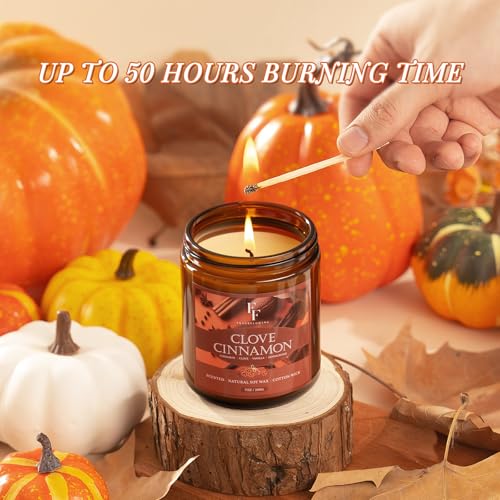 Clove Cinnamon Scented Soy Candle - 7oz Natural Autumn Aromatherapy Jar