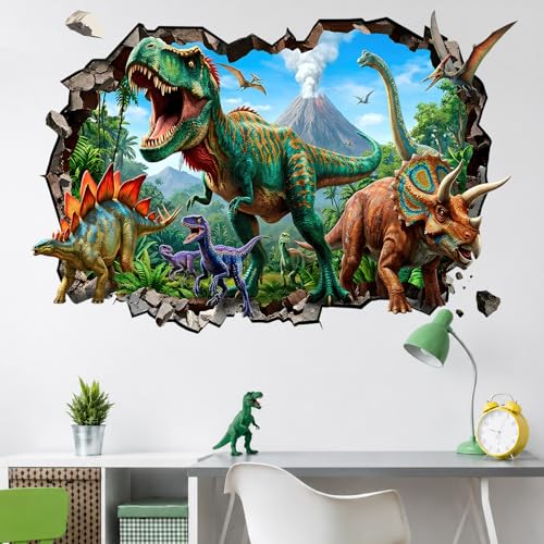 TRAMIN 3D Dinosaur Wall Stickers - Large Peel & Stick Kids Room Decor