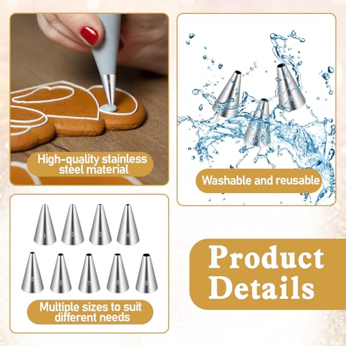 9-Piece Stainless Steel Piping Tips Set for Cake Decorating