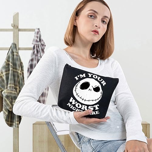 Funny Jack Horror Cosmetic Bag Waterproof Canvas Makeup Pouch