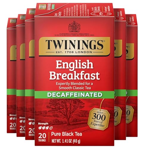 Twinings Decaffeinated English Breakfast Tea Bags, 20 Count (6 Pack)